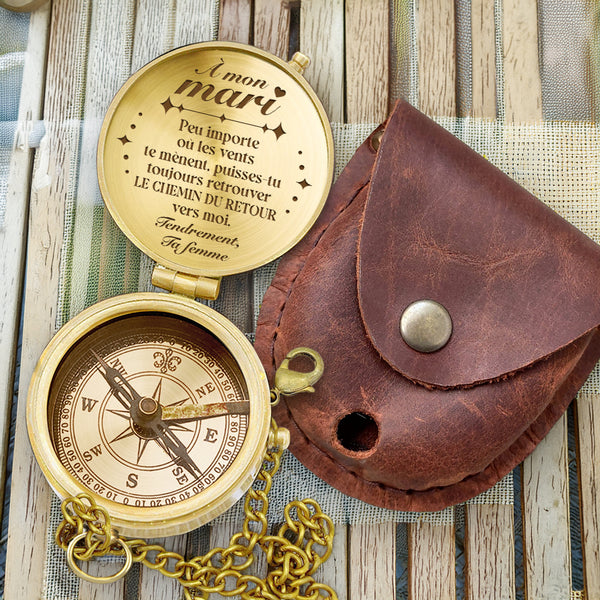 Boussole Aventure En Bronze Personnalisée Pour Mari - Lcgpb14005