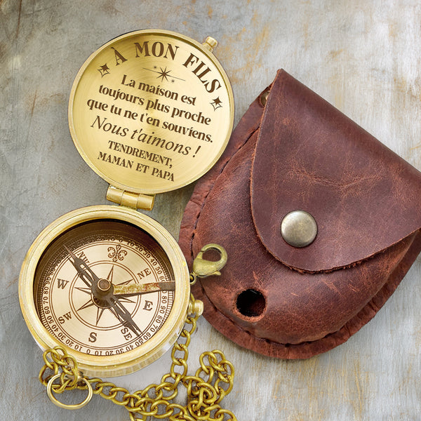 Boussole Aventure En Bronze Personnalisée Pour Fils - Lcgpb16009