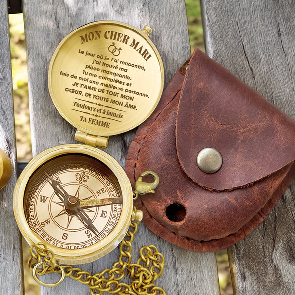 Boussole Aventure En Bronze Personnalisée Pour Mari - Lcgpb14004