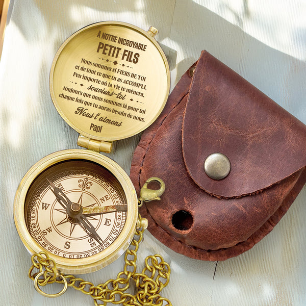 Boussole Aventure En Bronze Personnalisée Pour Petit-Fils - De Papi - Lcgpb22007