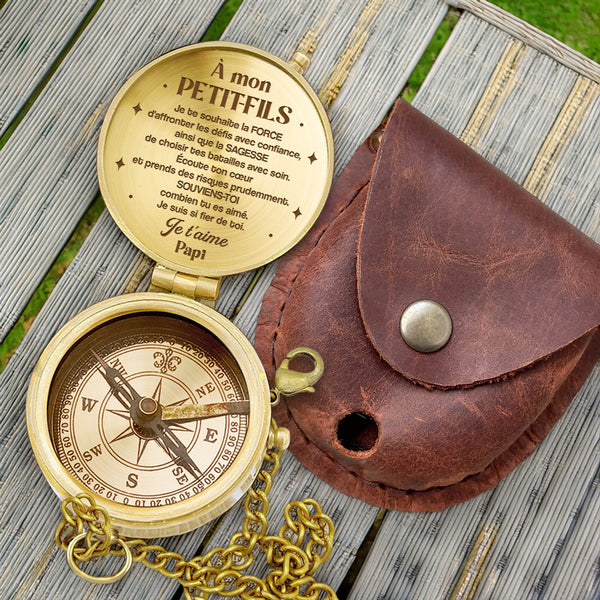 Boussole Aventure En Bronze Personnalisée Pour Petit-Fils - De Papi - Lcgpb22005