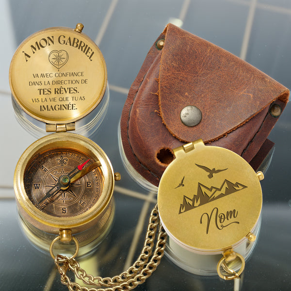 Boussole Aventure En Bronze Personnalisée Pour Fils - Lcgpb16004